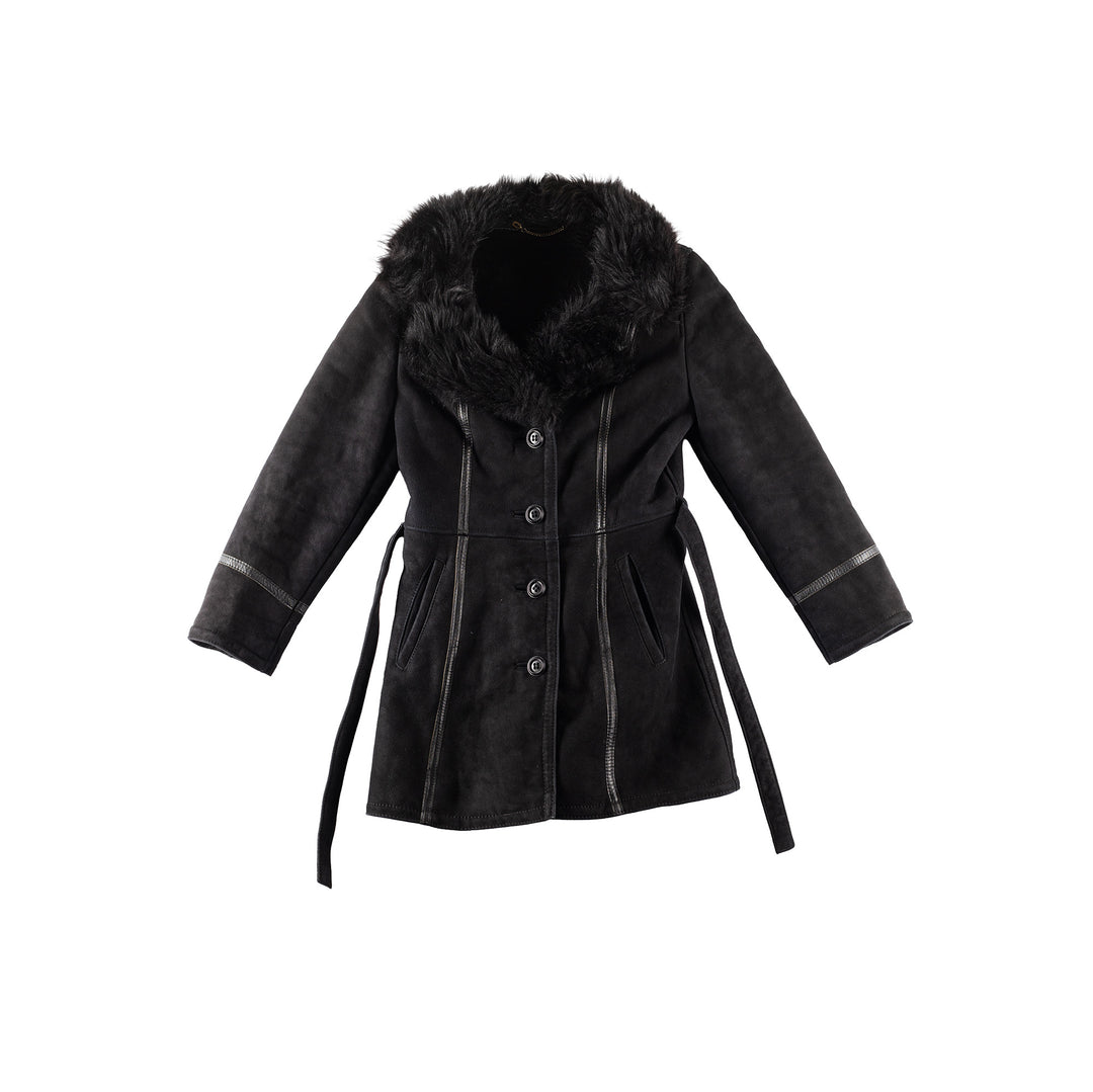 Vintage 70's Women Sheepskin Coat in BlackMN243