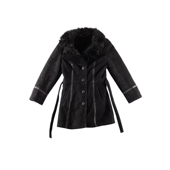 Vintage 70's Women Sheepskin Coat in BlackMN243