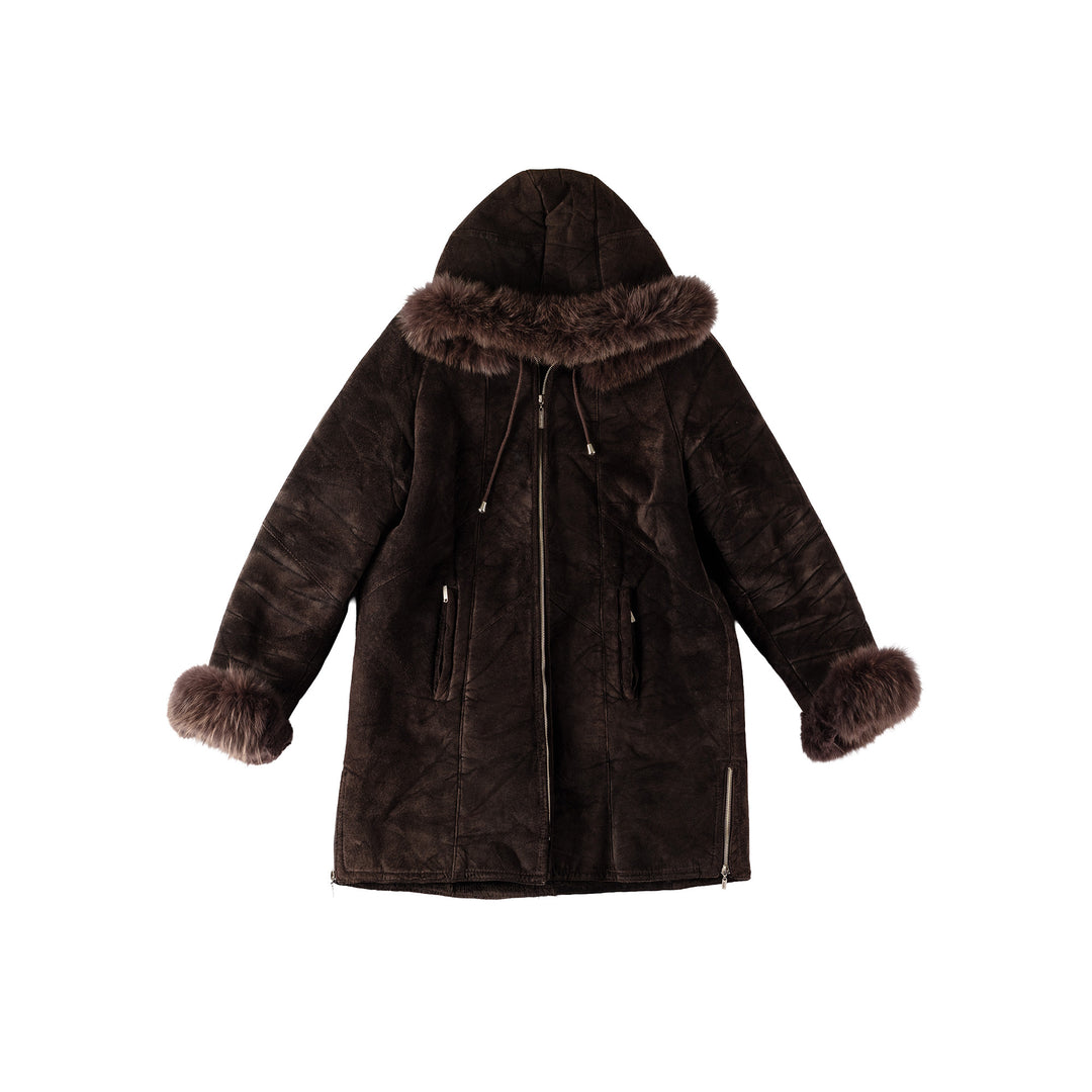 Vintage 70's Women Faux Sheepskin Coat in BrownMN512