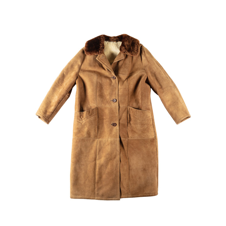 Vintage 80's Women Sheepskin Coat in BrownMN174