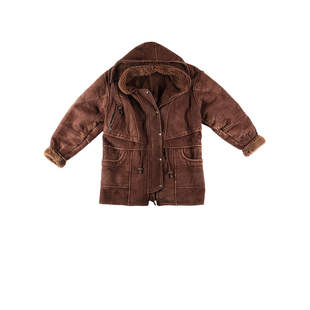 Vintage 80's Women Sheepskin Coat in BrownMN221
