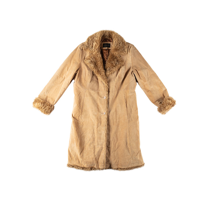 Vintage 90's Women Suede Coat in BeigeMN232