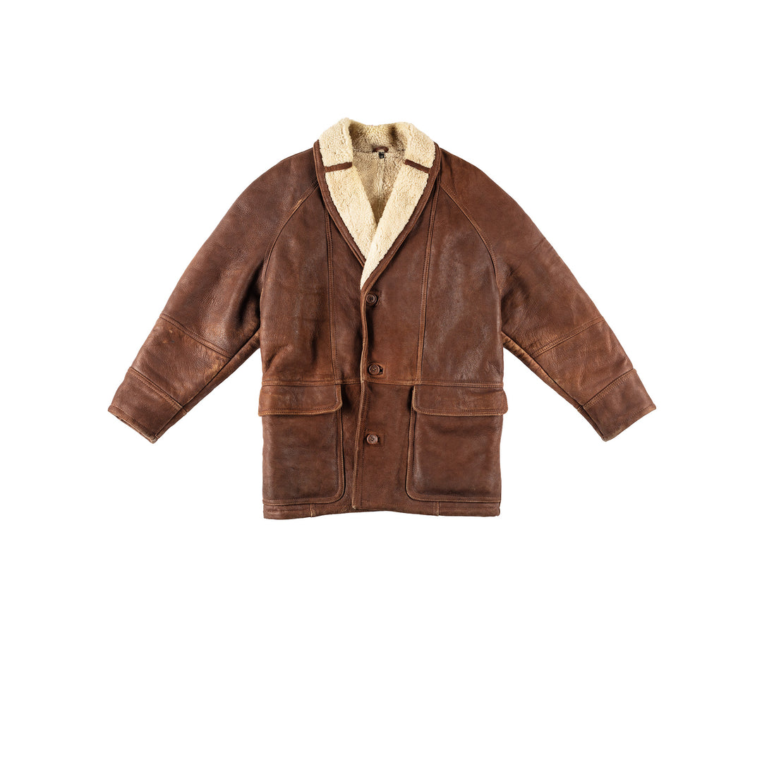 Vintage 80's Men Sheepskin Coat in BrownVN214