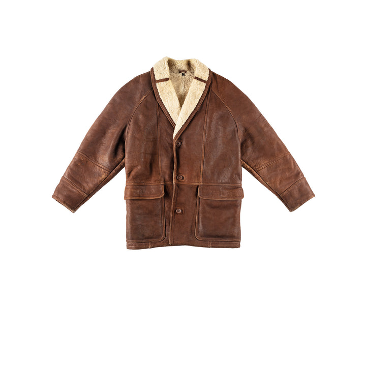 Vintage 80's Men Sheepskin Coat in BrownVN214