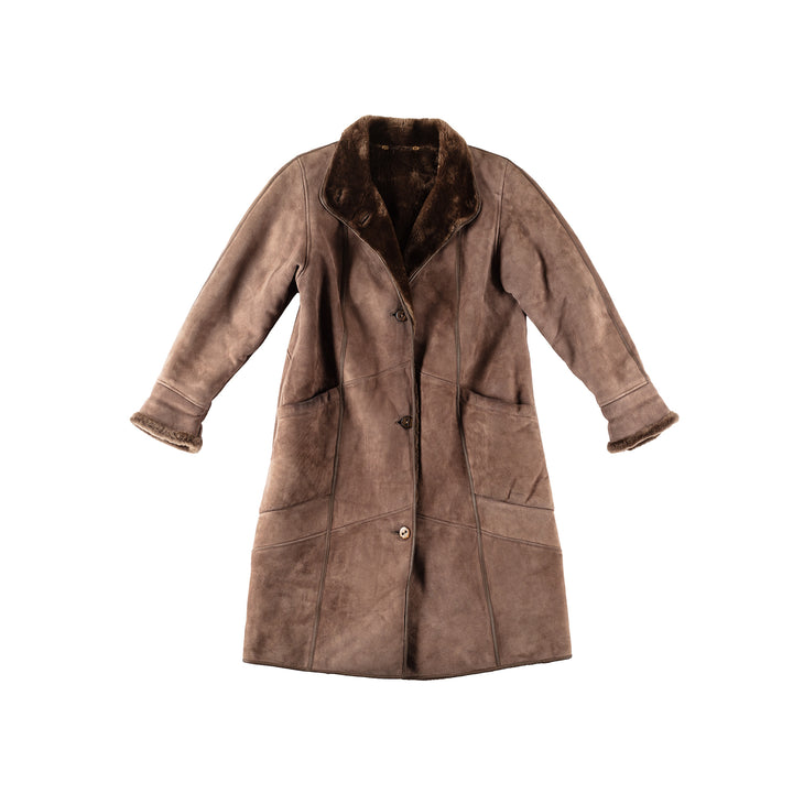 Vintage 80's Women Sheepskin Coat in BrownMN150