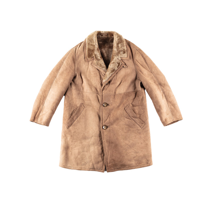 Vintage 70's Men Sheepskin Coat in Beige