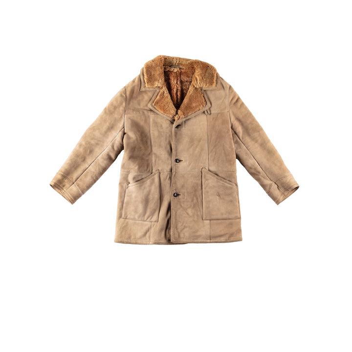 Vintage 80's Men Sheepskin Coat in BeigeVN199