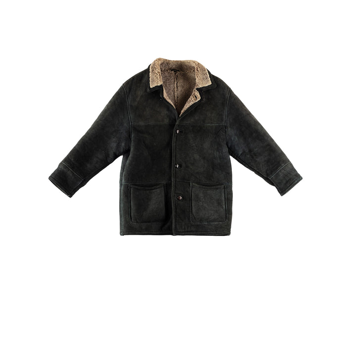 Vintage 80's Men Sheepskin Coat in GreenVN593