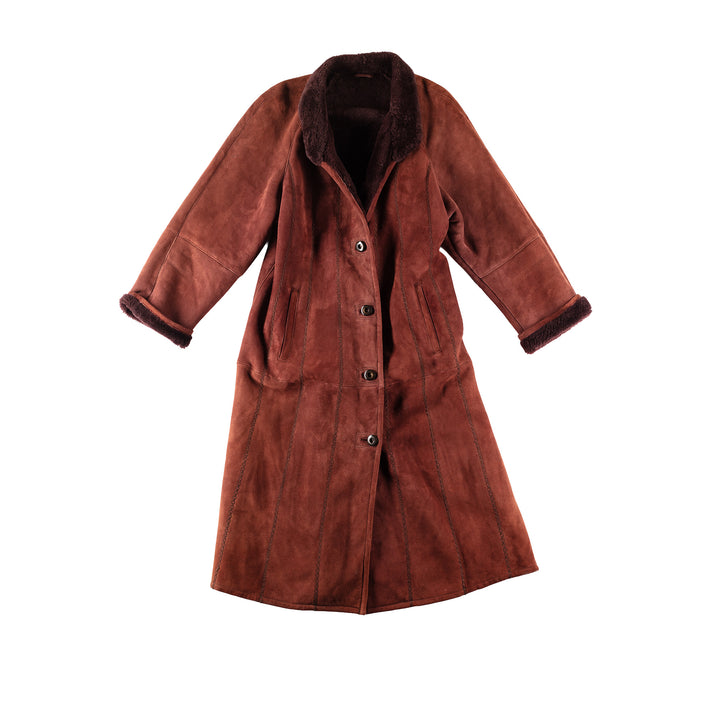 Vintage 90's Women Sheepskin Coat in RedMN215