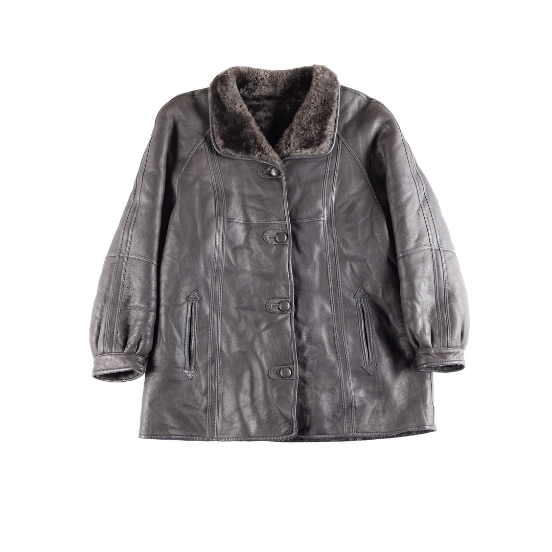 Vintage 00's Women Sheepskin Coat in Purple