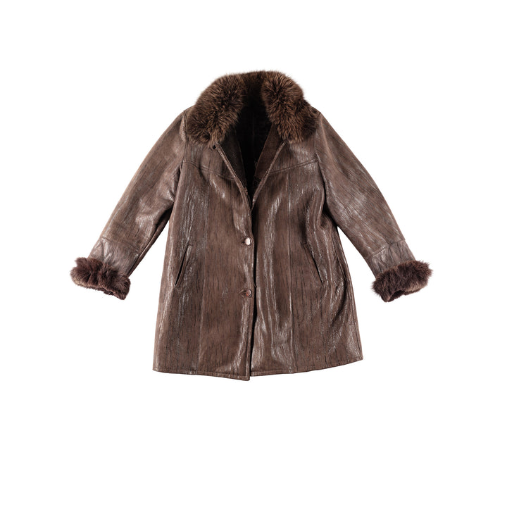 Vintage 80's Women Sheepskin Coat in BrownMN219