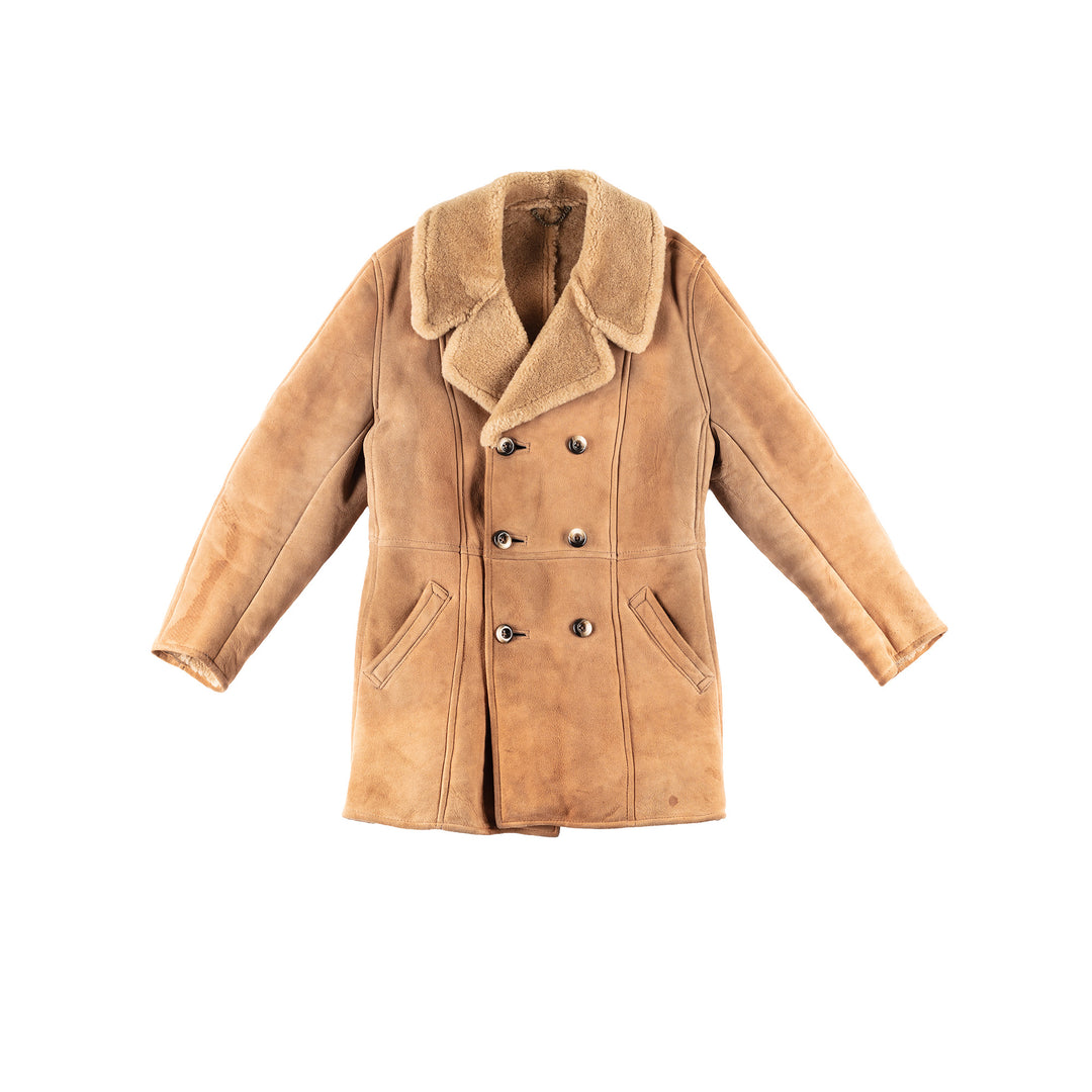 Vintage 70's Men Sheepskin Coat in Beige