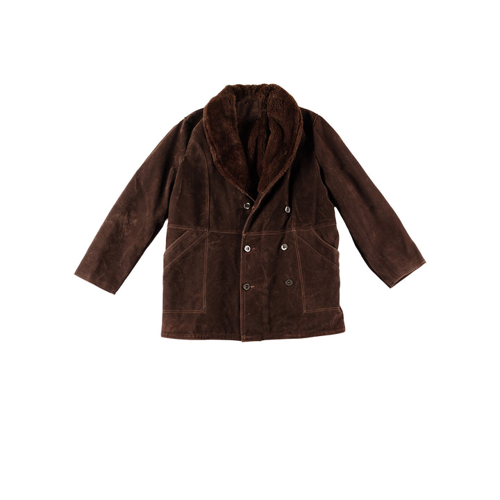 Vintage 90's Men Faux Sheepskin Coat in BrownVN232