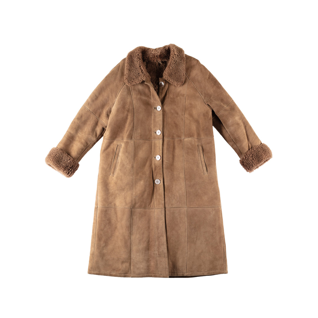 Vintage 80's Women Sheepskin Coat in BeigeMN153