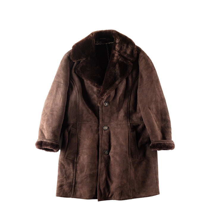 Vintage 80's Men Sheepskin Coat in Brown