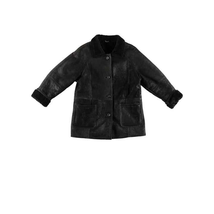 Vintage 80's Women Sheepskin Coat in BlackMN391
