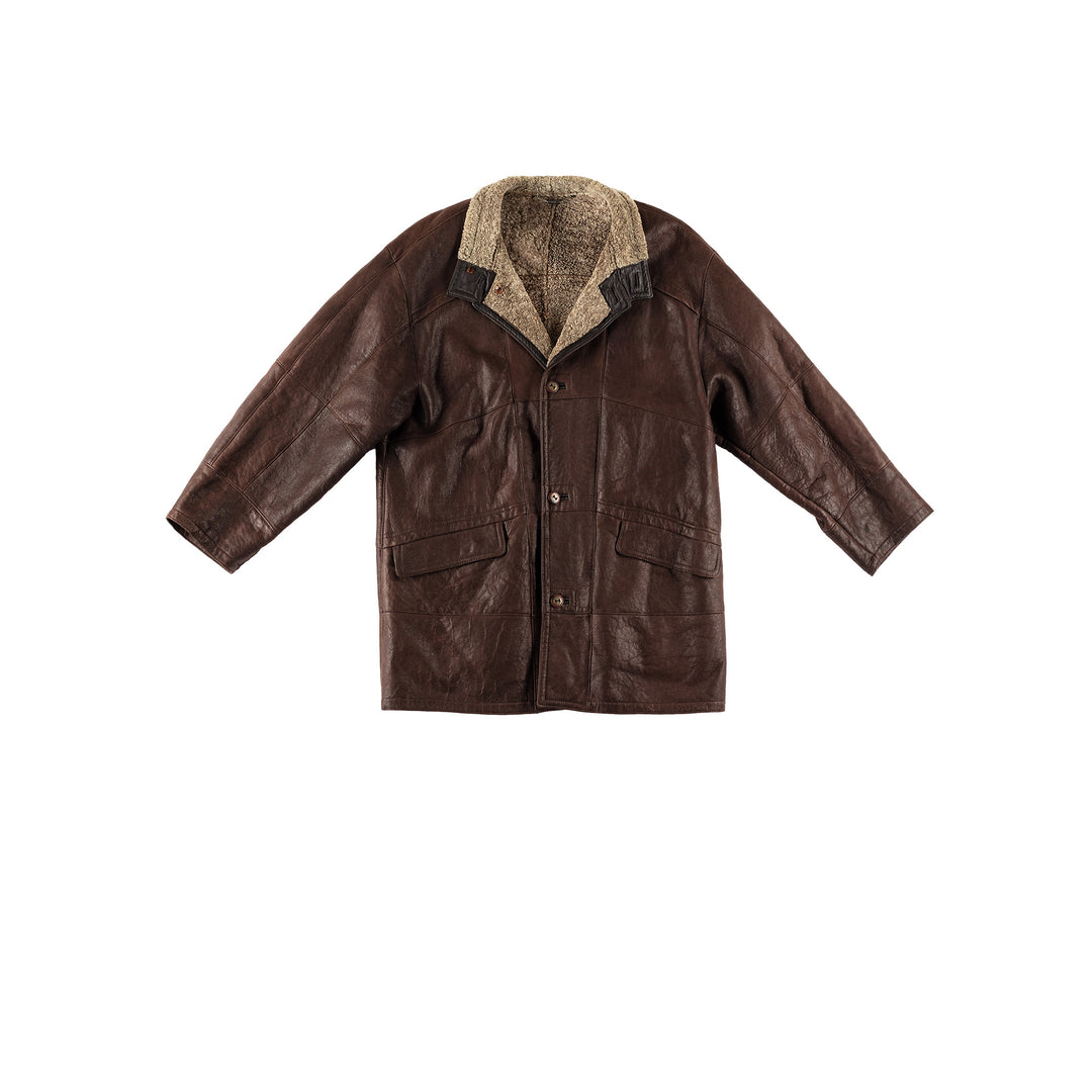 Vintage 80's Men Sheepskin Coat in BrownVN604