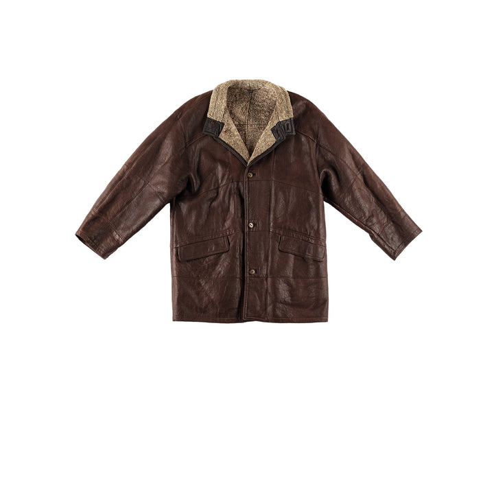 Vintage 80's Men Sheepskin Coat in BrownVN604