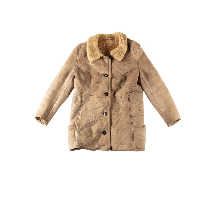 Vintage 70's Women Sheepskin Coat in BeigeMN532