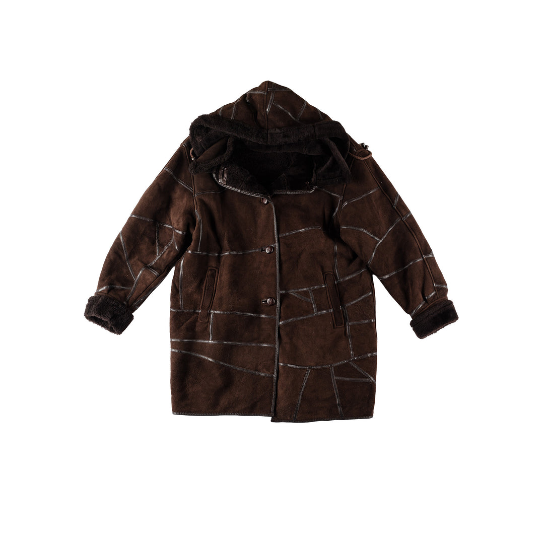 Vintage 80's Women Sheepskin Coat in BrownMN514