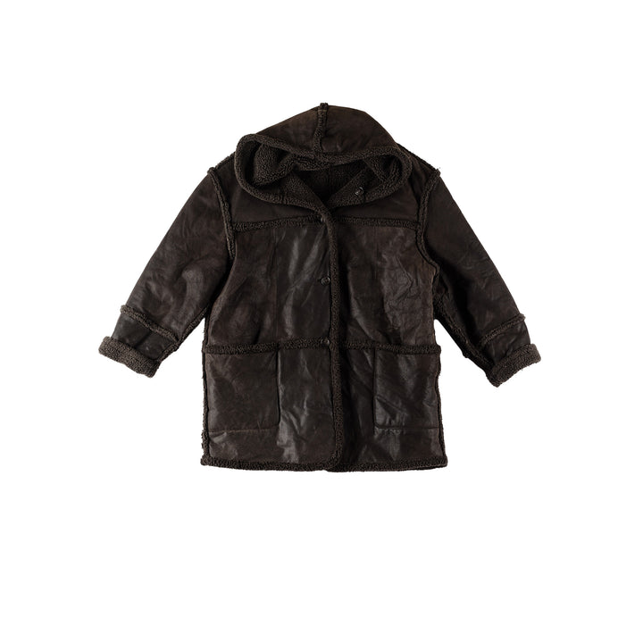 Vintage 80's Women Faux Sheepskin Coat in BlackMN515