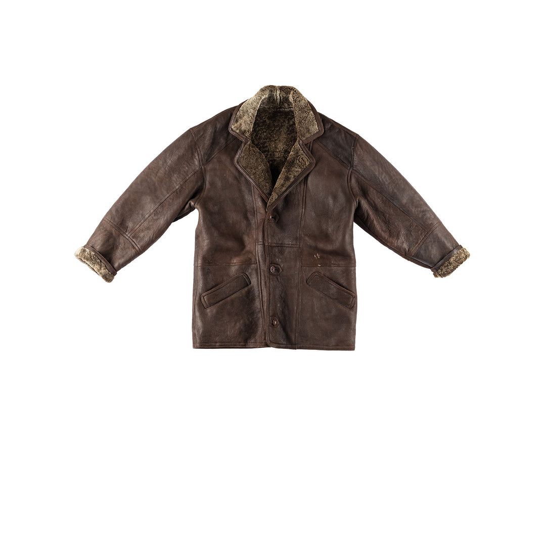 Vintage 80's Men Sheepskin Coat in BrownVN226
