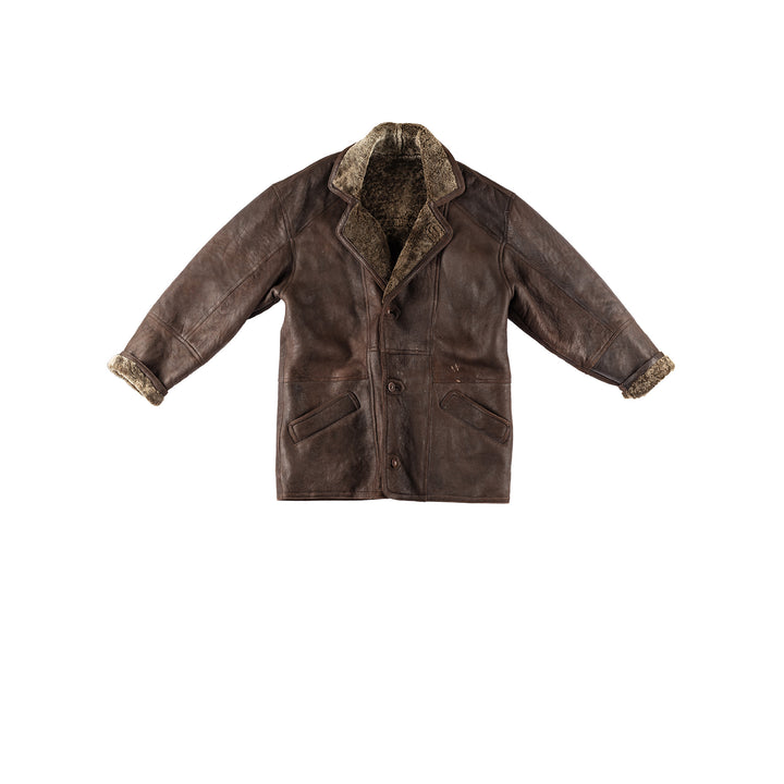 Vintage 80's Men Sheepskin Coat in BrownVN226