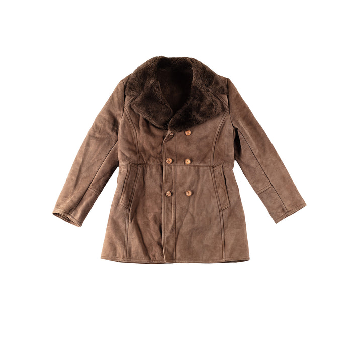 Vintage 70's Men Sheepskin Coat in BrownVN349