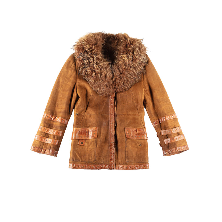 Vintage 90's Women Sheepskin Jacket in BrownMN224