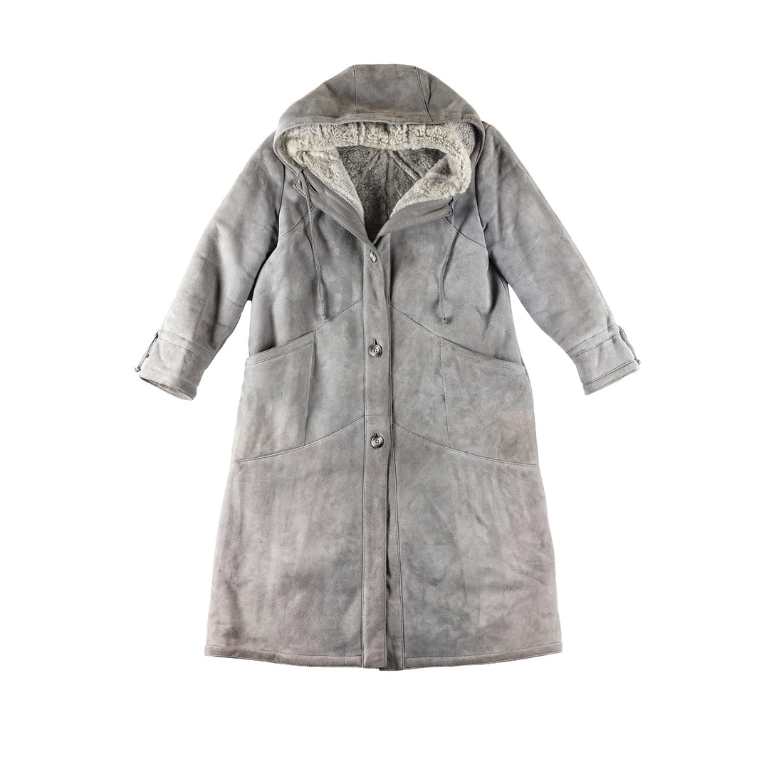 Vintage 90's Women Sheepskin Coat in GrayMN186