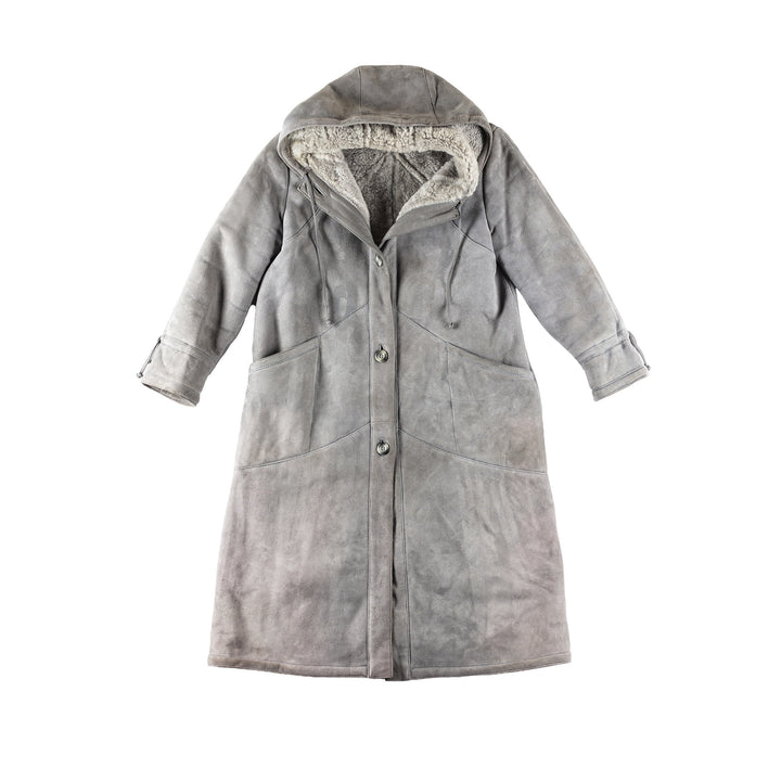 Vintage 90's Women Sheepskin Coat in GrayMN186