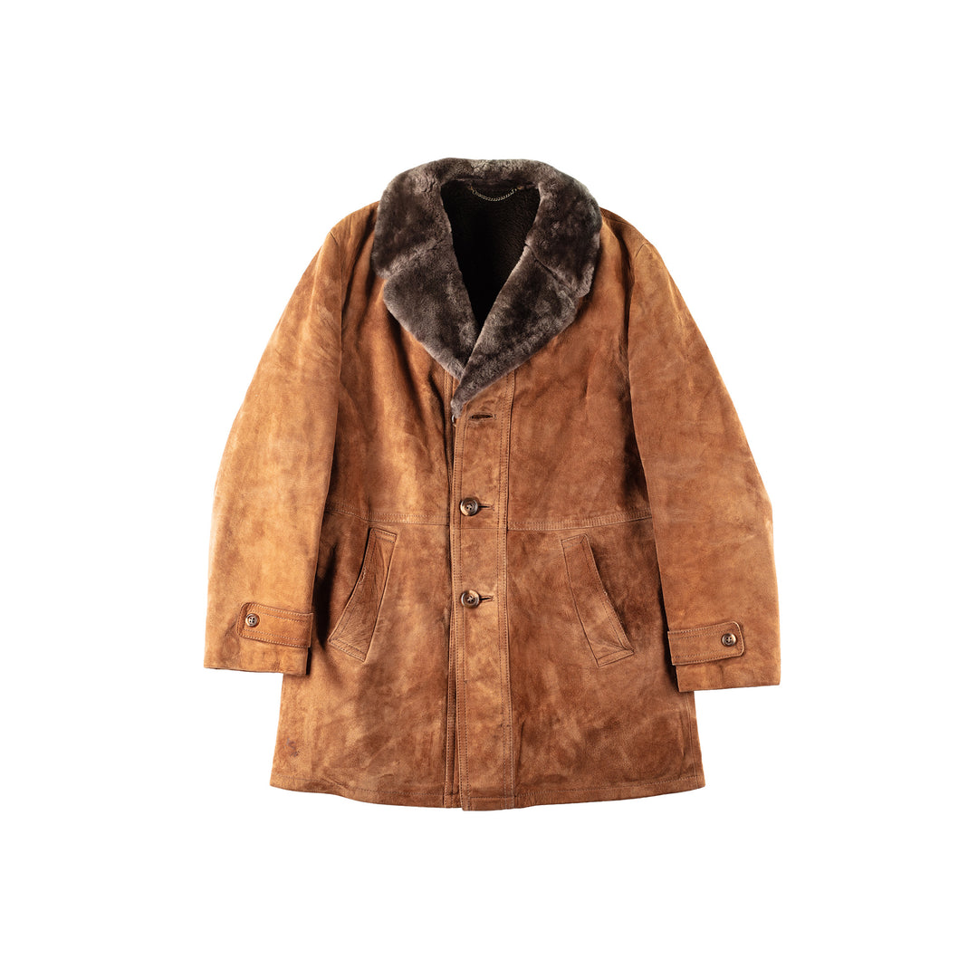 Vintage 70's Men Faux Sheepskin Coat in BrownVN243