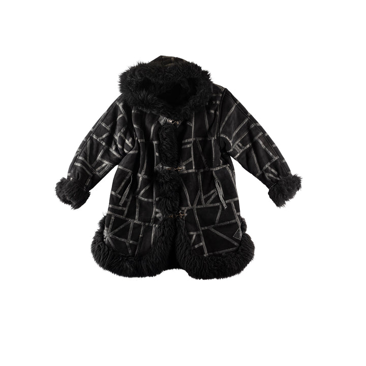 Vintage 80's Women Sheepskin Coat in BlackMN237