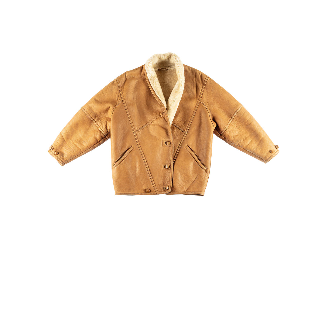 Vintage 80's Women Sheepskin Coat in BrownMN422