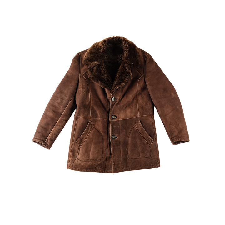 Vintage 70's Men Sheepskin Coat in BrownVN342