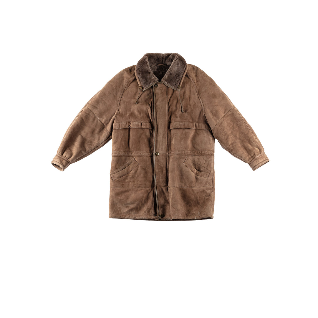 Vintage 80's Men Sheepskin Coat in BrownVN592