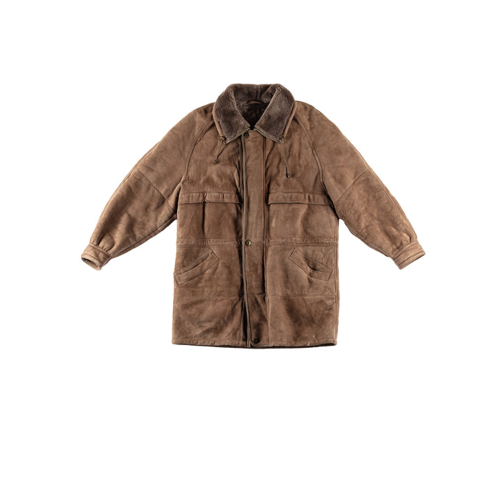 Vintage 80's Men Sheepskin Coat in BrownVN592