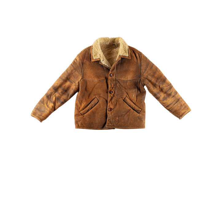 Vintage 80's Men Sheepskin Coat in BrownVN490