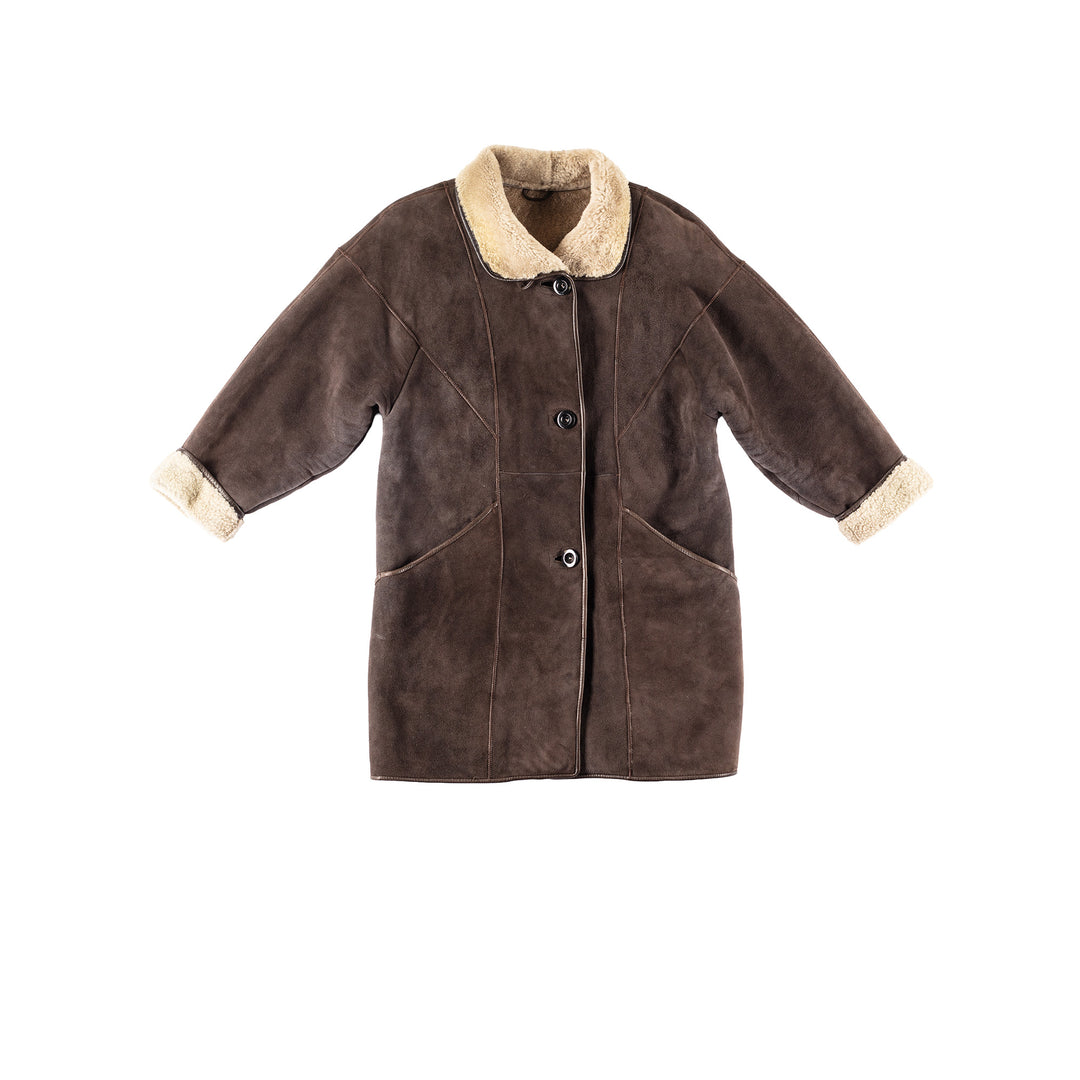 Vintage 80's Women Sheepskin Jacket in Brown