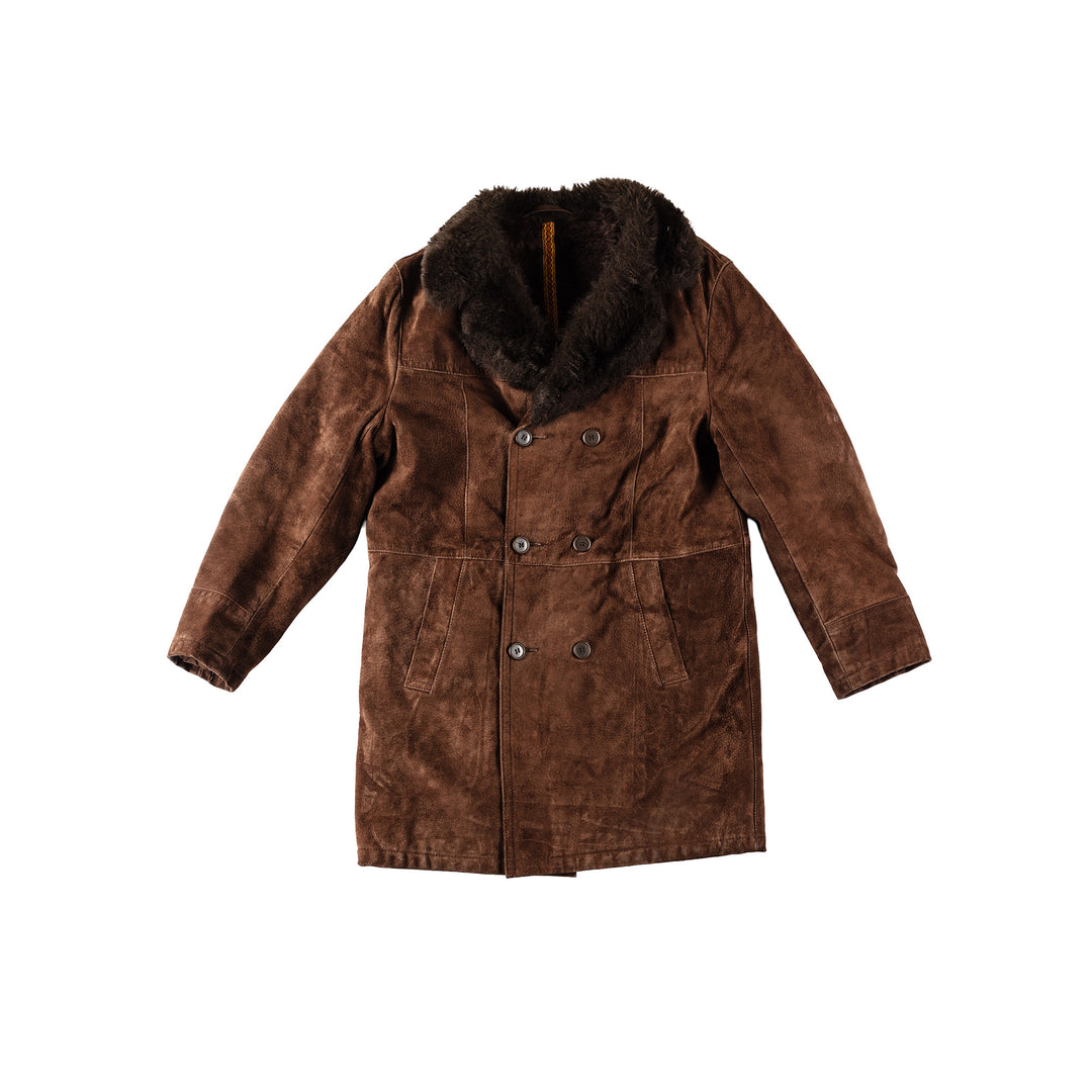 Vintage 80's Men Faux Sheepskin Coat in BrownVN363