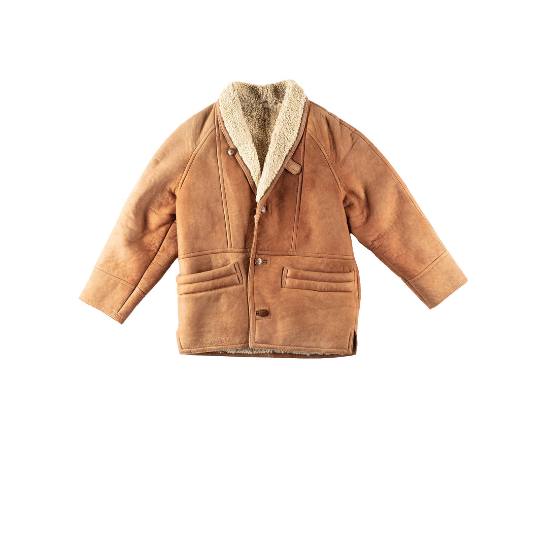 Vintage 80's Men Sheepskin Coat in BrownVN159