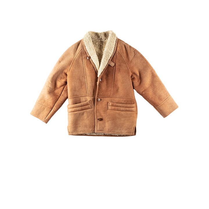 Vintage 80's Men Sheepskin Coat in BrownVN159