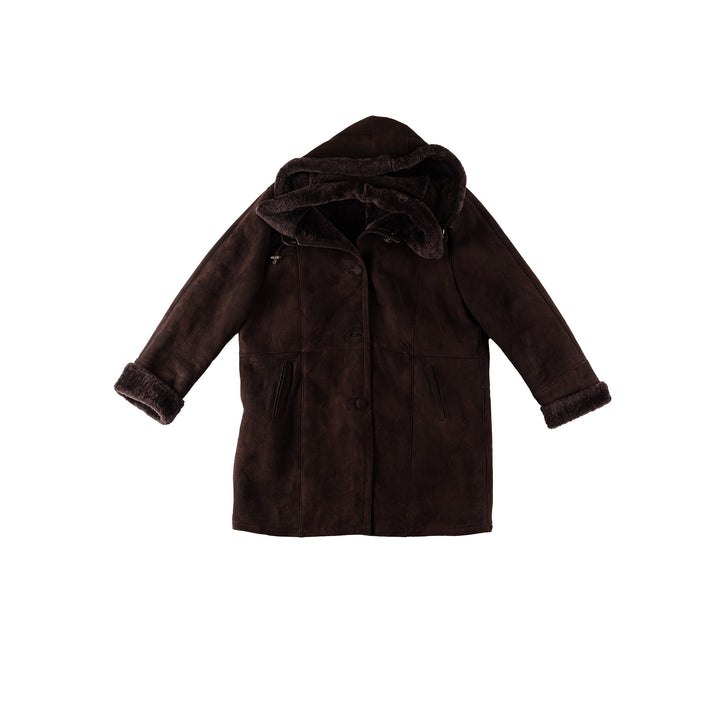 Vintage 80's Women Sheepskin Coat in BrownMN534