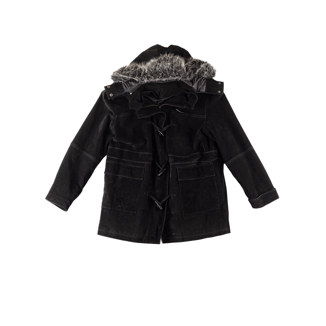 Vintage 90's Women Suede Coat in Black