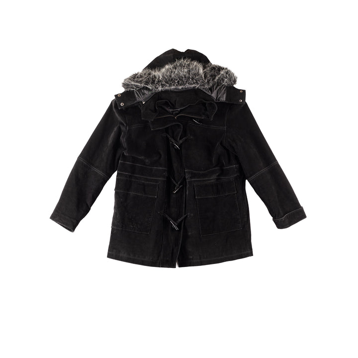 Vintage 90's Women Suede Coat in Black