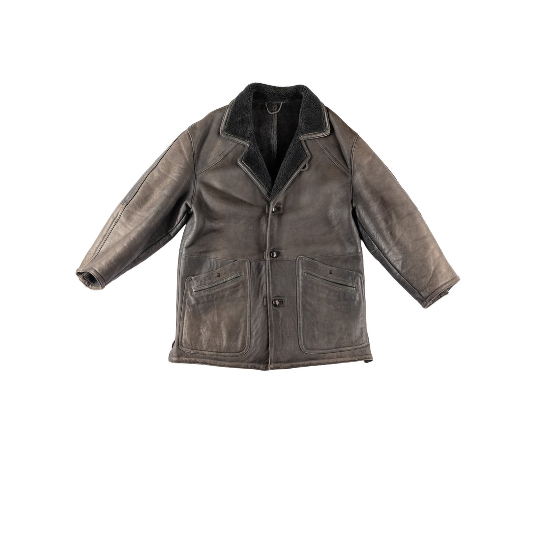Vintage 80's Men Sheepskin Vest in GrayVN211