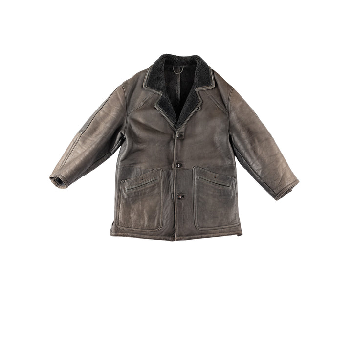 Vintage 80's Men Sheepskin Vest in GrayVN211