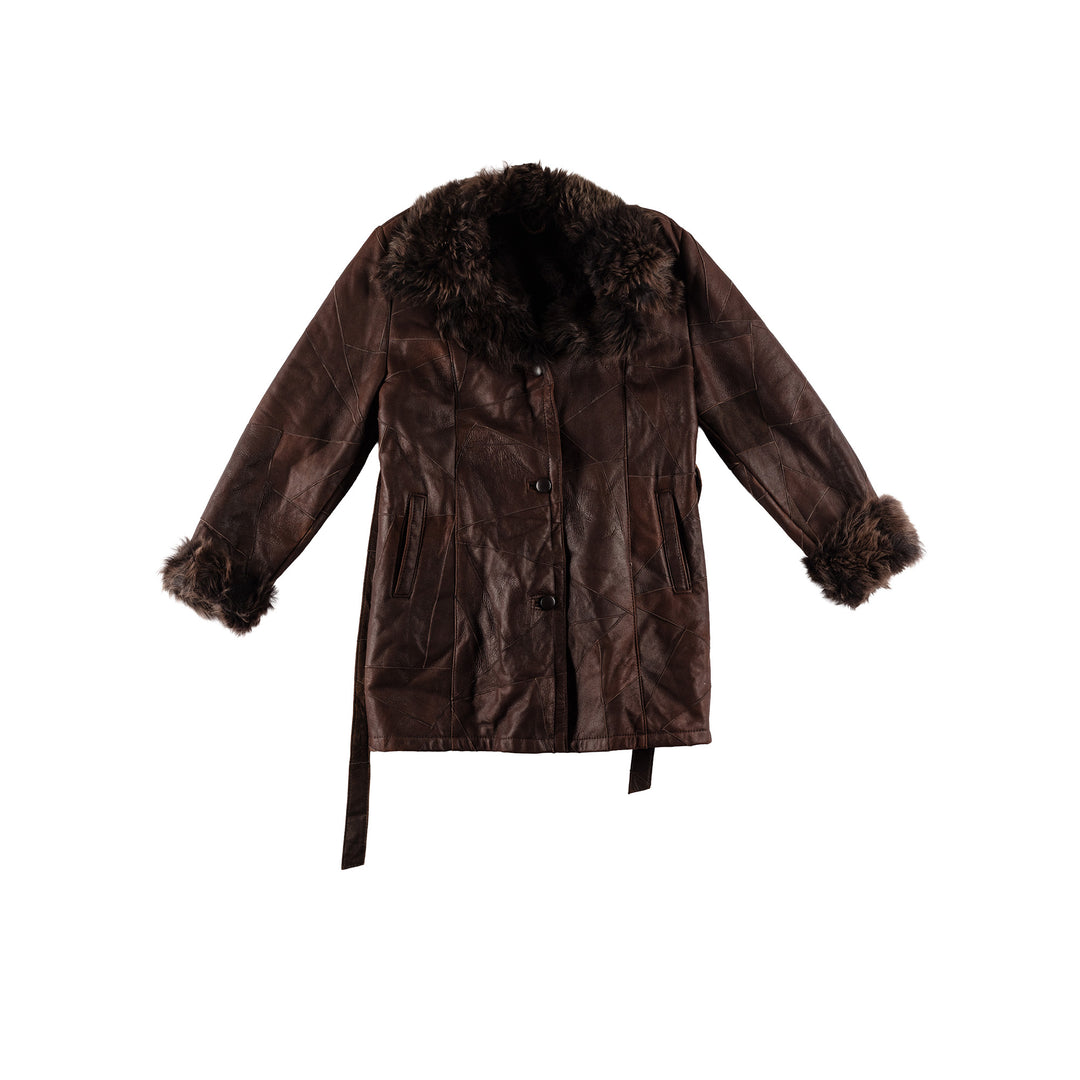 Vintage 70's Women Sheepskin Coat in BrownMN681