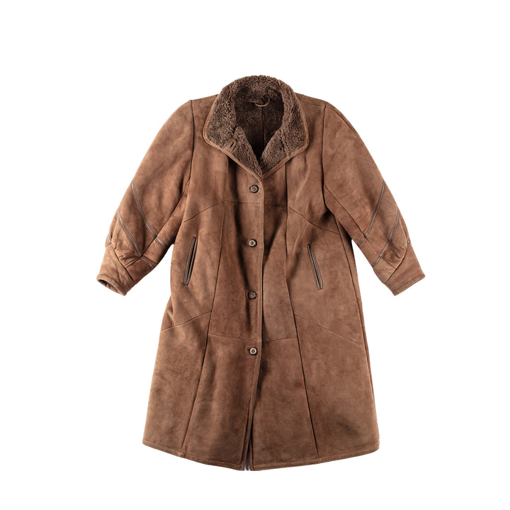 Vintage 80's Women Sheepskin Coat in BrownMN136