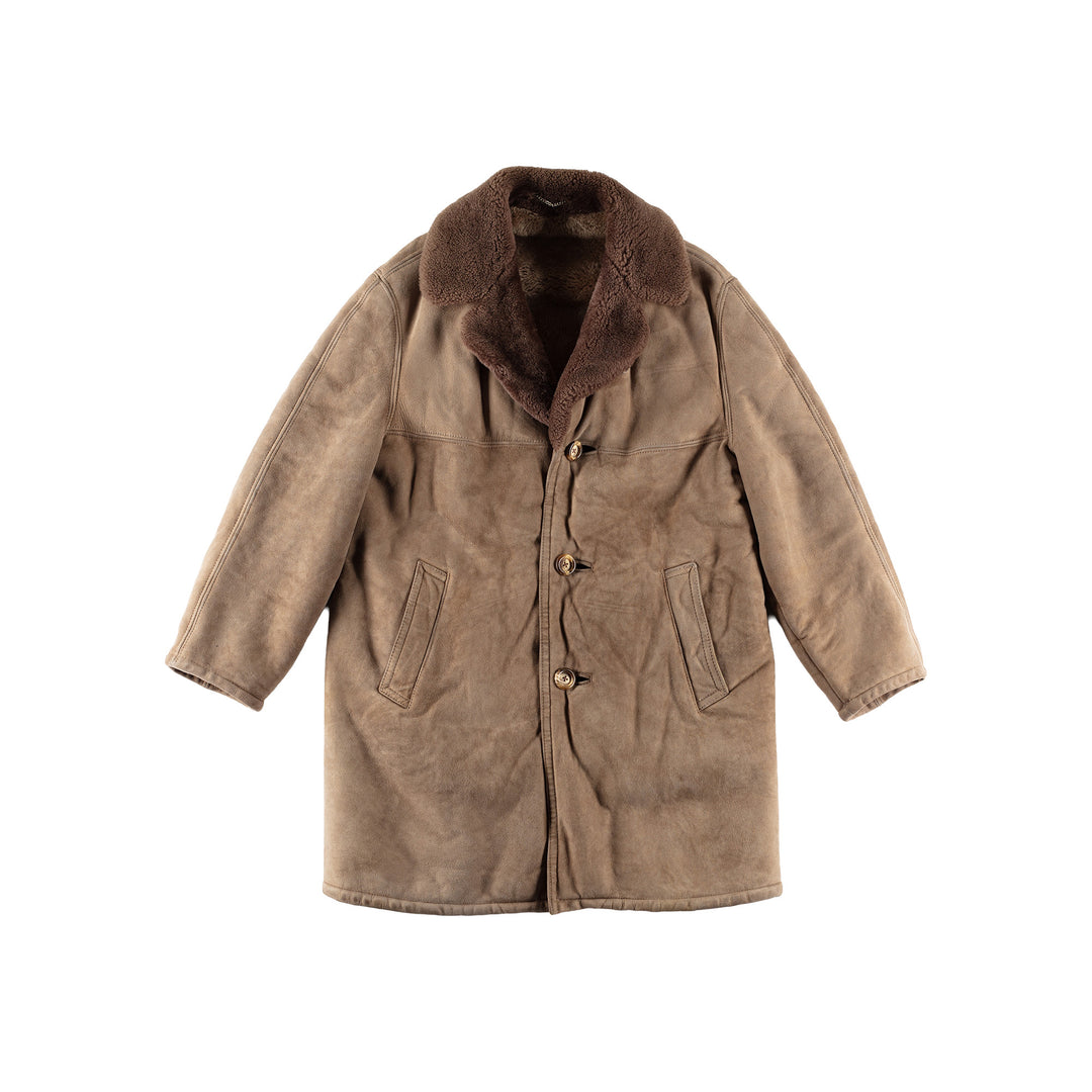 Vintage 80's Men Sheepskin Coat in BeigeVN475